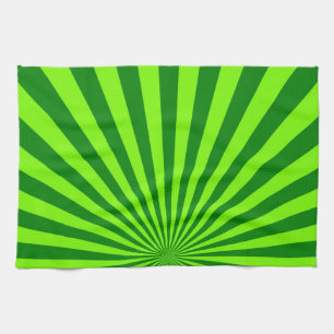 Green and Lime Funky Striped Abstract Art Kitchen Towel