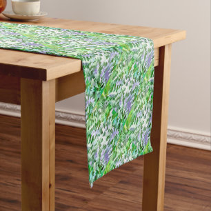 Green and Mauve Camouflage Pattern Short Table Runner