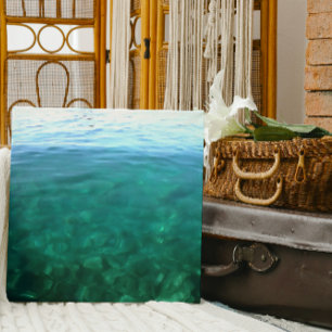 Green and Mint Ocean Ombre Abstract Art Canvas Print