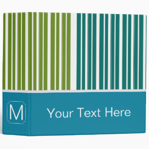 Green and Mint Trendy Stripes Pattern Binder