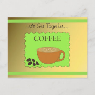 Green and Mocha Coffee Design Postcard