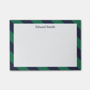 Green and Navy Blue Stripes Post-it Notes