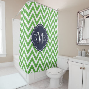 Green and Navy Chevron Monogram