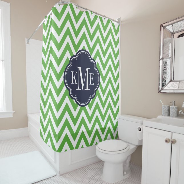 Green and Navy Chevron Monogram (In Situ)