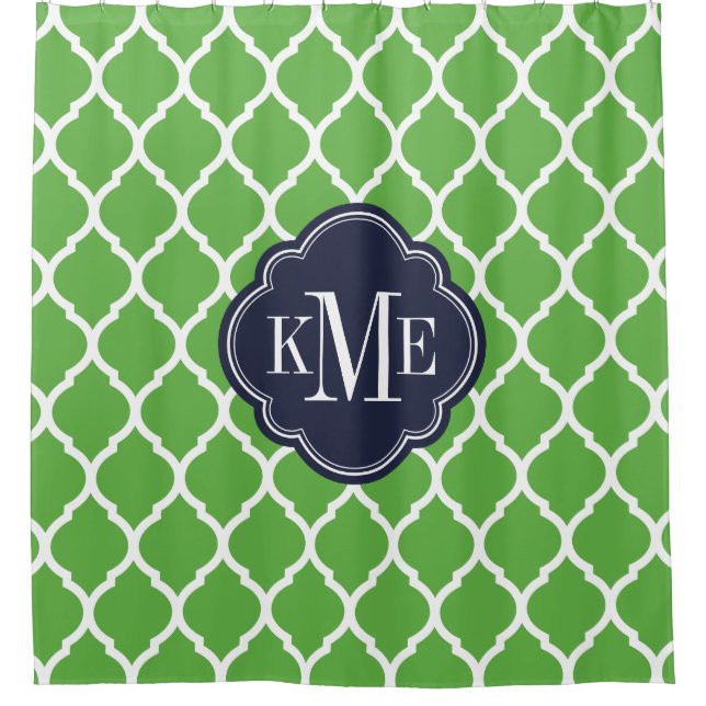 Green and Navy Moroccan Quatrefoil Monogram (Front)