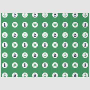 Green and Navy  Nautical Series Design 13 Tissue Paper