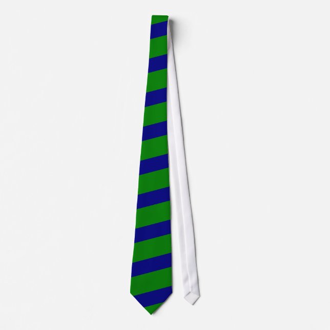 Green and Navy Striped Tie (Thick Stripes) (Front)