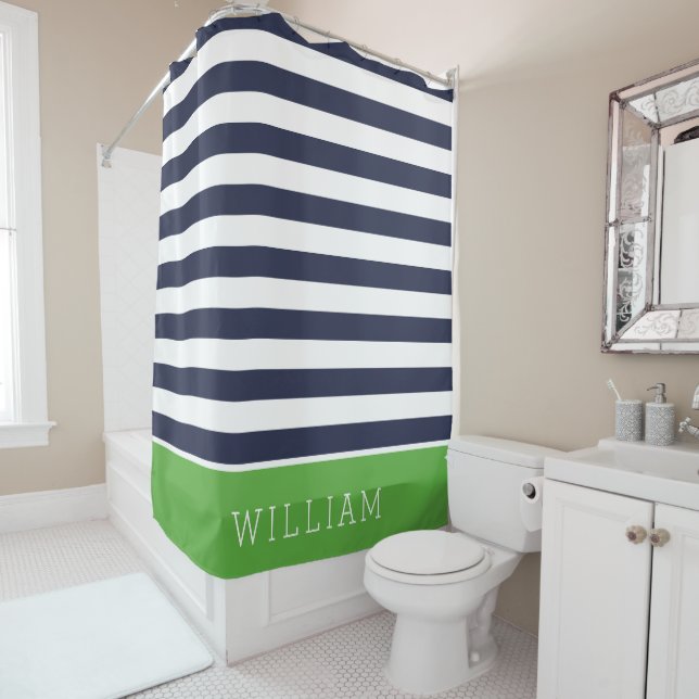 Green and Navy Stripes Monogram (In Situ)