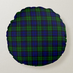Green and navy Tartan Round Pillow