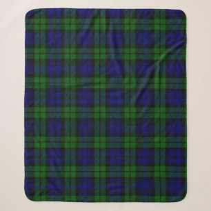 Green and navy Tartan Sherpa Blanket