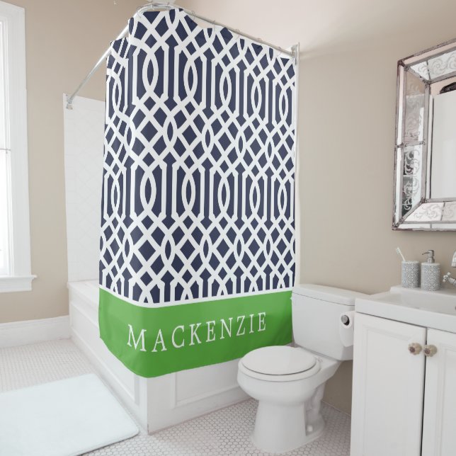 Green and Navy Trellis Monogram (In Situ)