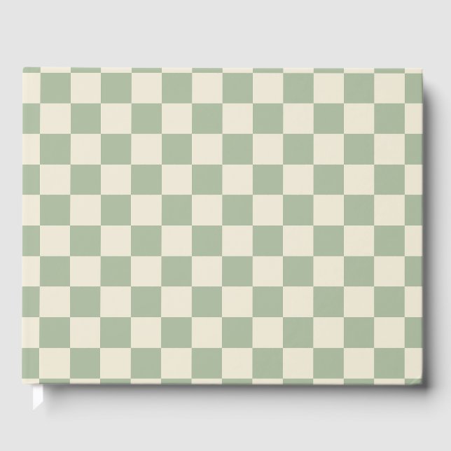 Green and Off White Chequerboard Guest Book (Front)
