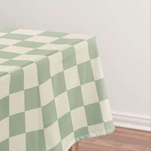 Green and Off White Chequerboard Tablecloth