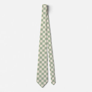 Green and Off White Chequerboard Tie