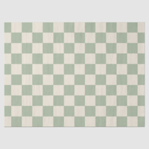 Green and Off White Chequerboard Tissue Paper