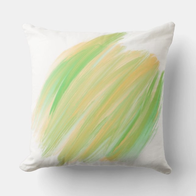 Green and Orange Brush Strokes Throw Pillow (Front)