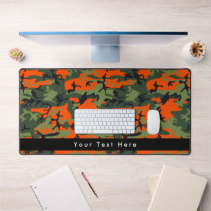 Green and  Orange Camo, Camouflage, Military, Army Desk Mat