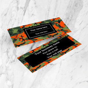 Green and  Orange Camo, Camouflage, Military, Army Mini Business Card