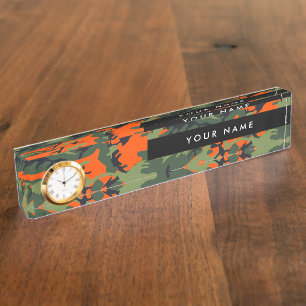 Green and  Orange Camo, Camouflage, Military, Army Nameplate