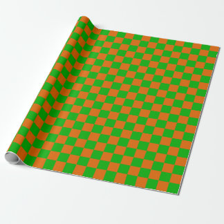 Green and Orange Chequerboard Pattern Wrapping Paper