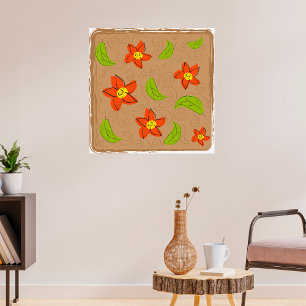 Green And Orange Flowers Poster