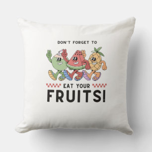 Green and Orange Groovy Fruits Throw Pillow