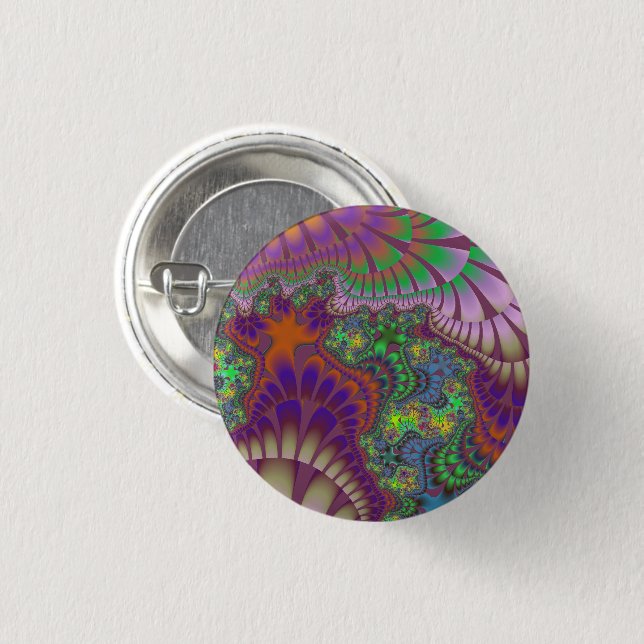 Green and Orange Melt 1 Inch Round Button (Front & Back)