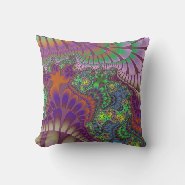 Green and Orange Melt Throw Pillow (Front)