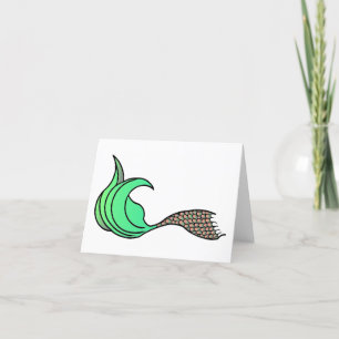 Green and Orange Mermaid Tail Note Card