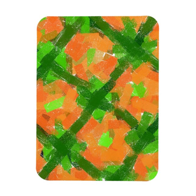 Green and Orange Modern Abstract Art By Elizavella Magnet (Vertical)