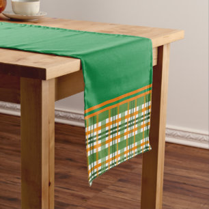 Green And Orange Plaid  Short Table Runner