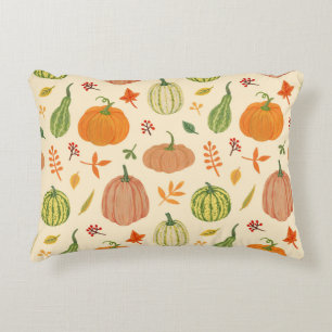 Green and orange pumpkins, seamless pattern. accent pillow