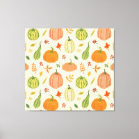 Green and orange pumpkins, seamless pattern.