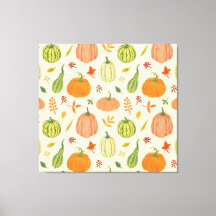 Green and orange pumpkins, seamless pattern. canvas print