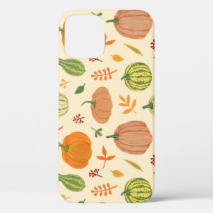 Green and orange pumpkins, seamless pattern. iPhone 12 case