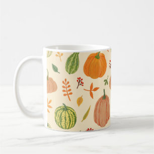 Green and orange pumpkins, seamless pattern. coffee mug