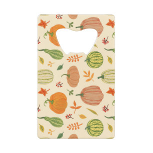 Green and orange pumpkins, seamless pattern. credit card bottle opener