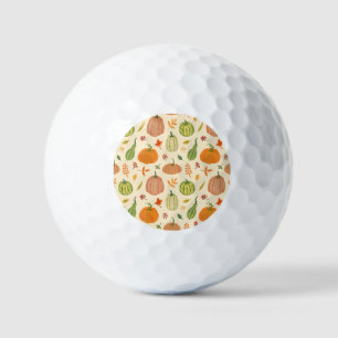 Green and orange pumpkins, seamless pattern. golf balls