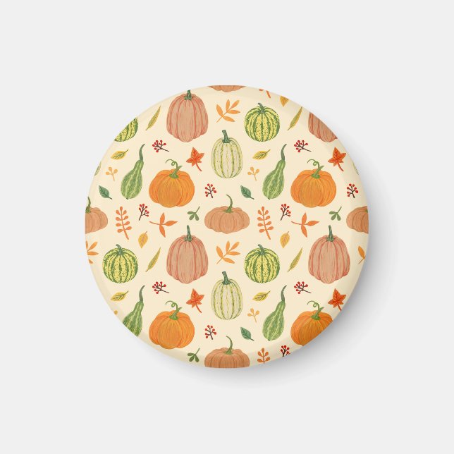 Green and orange pumpkins, seamless pattern. magnet (Front)