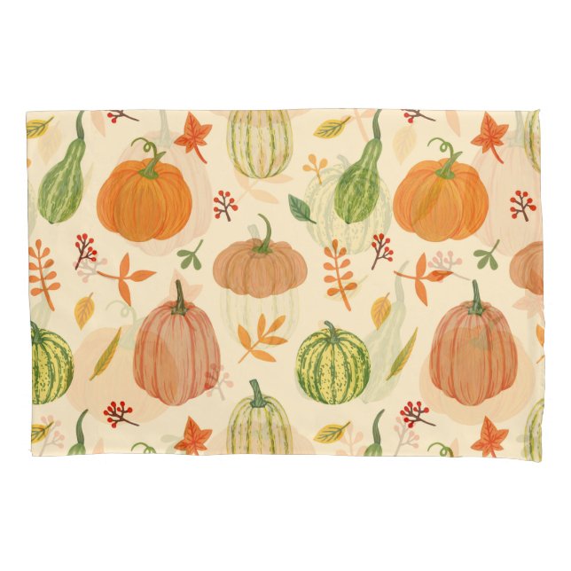 Green and orange pumpkins, seamless pattern. pillowcase (Front)
