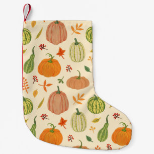 Green and orange pumpkins, seamless pattern. small christmas stocking