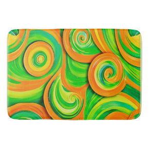 Green and Orange Spiral Bath Mat