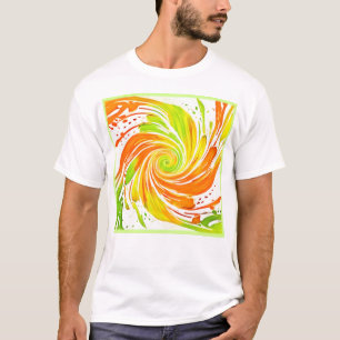 Green and Orange Spiral Design T-Shirt