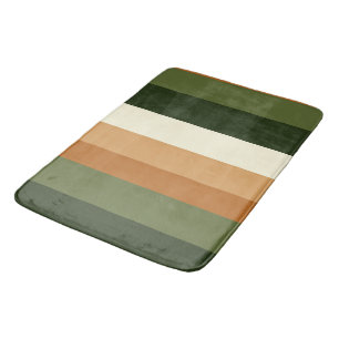Green and orange Stripes Bath Mat