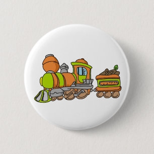 Green and Orange Train 2 Inch Round Button