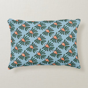 Green and Orange Twin Fin Fish Decorative Pillow