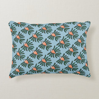 Green and Orange Twin Fin Fish Decorative Pillow
