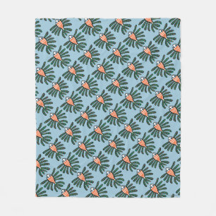 Green and Orange Twin Fin Fish Fleece Blanket