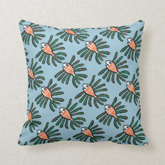 Green and Orange Twin Fin Fish Throw Pillow