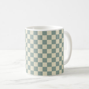 Green and Pale Yellow Checkerboard Coffee Mug